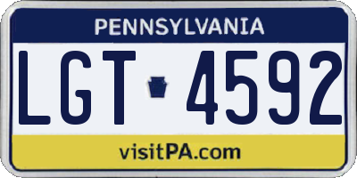 PA license plate LGT4592