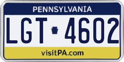 PA license plate LGT4602