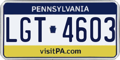 PA license plate LGT4603
