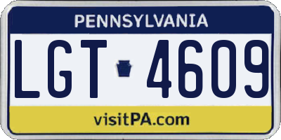 PA license plate LGT4609