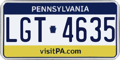 PA license plate LGT4635