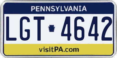 PA license plate LGT4642