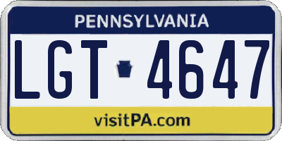 PA license plate LGT4647