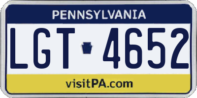 PA license plate LGT4652