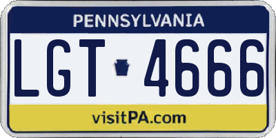 PA license plate LGT4666