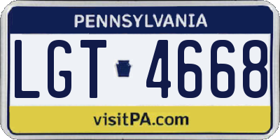 PA license plate LGT4668