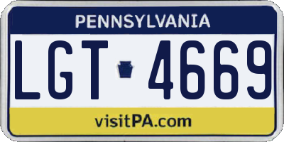 PA license plate LGT4669