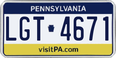 PA license plate LGT4671