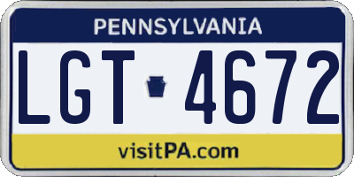 PA license plate LGT4672
