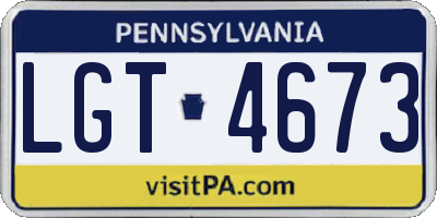 PA license plate LGT4673