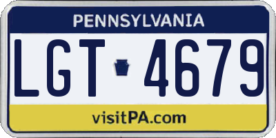 PA license plate LGT4679