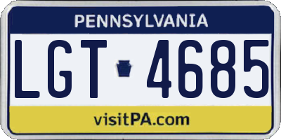 PA license plate LGT4685