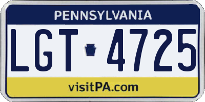 PA license plate LGT4725