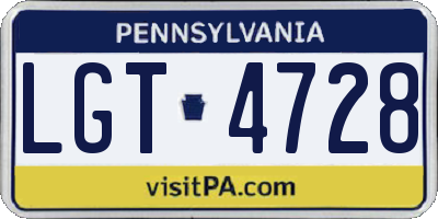 PA license plate LGT4728