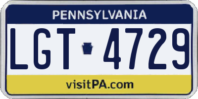 PA license plate LGT4729