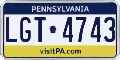 PA license plate LGT4743