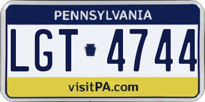 PA license plate LGT4744