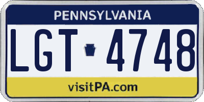 PA license plate LGT4748