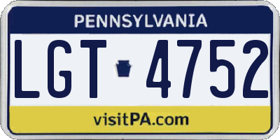 PA license plate LGT4752