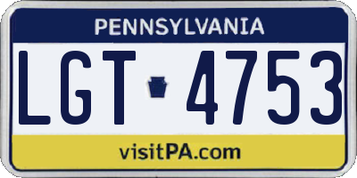 PA license plate LGT4753