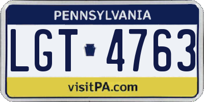 PA license plate LGT4763