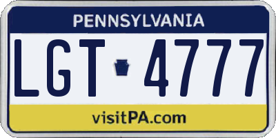 PA license plate LGT4777