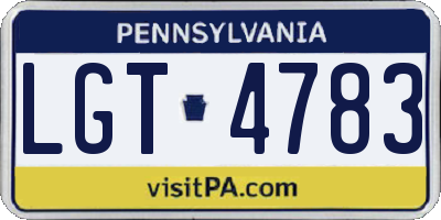 PA license plate LGT4783