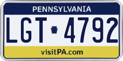 PA license plate LGT4792