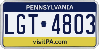 PA license plate LGT4803