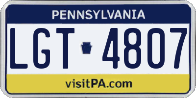 PA license plate LGT4807