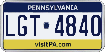 PA license plate LGT4840