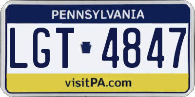 PA license plate LGT4847