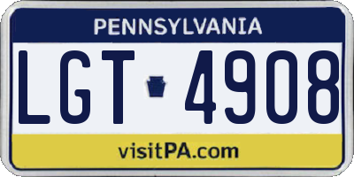 PA license plate LGT4908