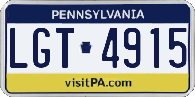 PA license plate LGT4915