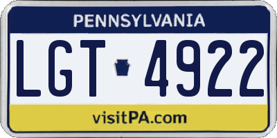 PA license plate LGT4922