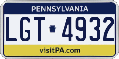 PA license plate LGT4932