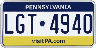 PA license plate LGT4940