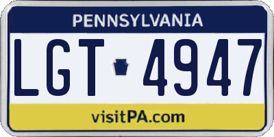 PA license plate LGT4947