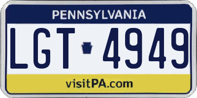 PA license plate LGT4949
