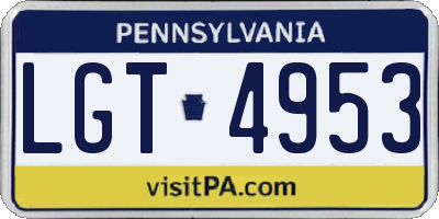 PA license plate LGT4953