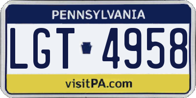 PA license plate LGT4958