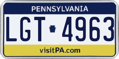 PA license plate LGT4963
