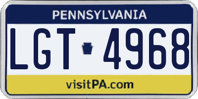 PA license plate LGT4968