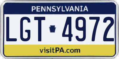 PA license plate LGT4972