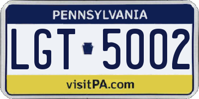 PA license plate LGT5002