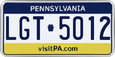 PA license plate LGT5012
