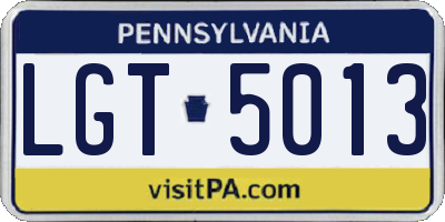 PA license plate LGT5013