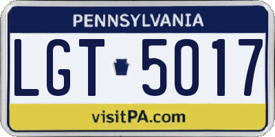 PA license plate LGT5017