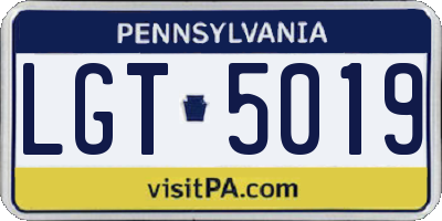 PA license plate LGT5019