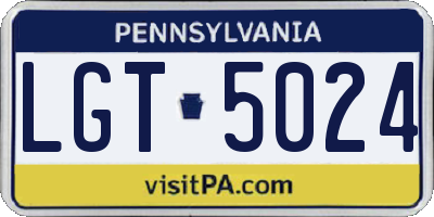 PA license plate LGT5024